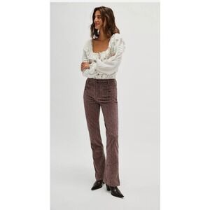 NWOT-  Free People - City Line Slim Pants $178 SIZE 8 -Chocolate Combo High-Rise